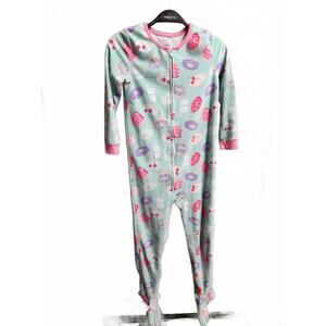 Carter’s Girls Footed Pajamas – Teal with Donut Print, Size 8